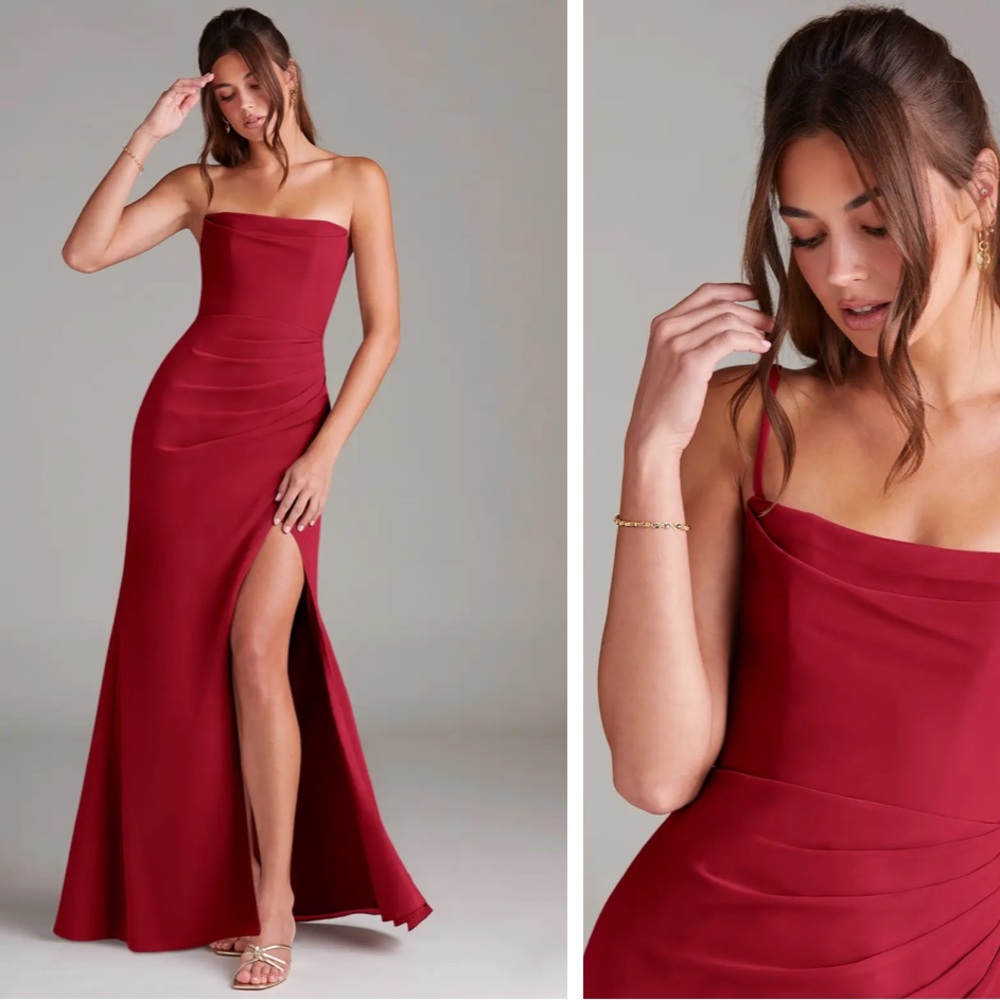 Azazie Strapless Red Dress